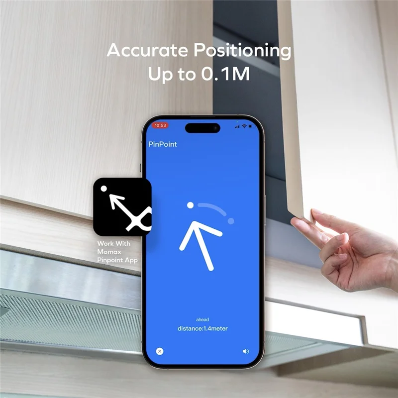 MOMAX BR19 PINCARD ULTRA Card UWB Tracker Wireless Charging Anti-Stalking Tracking Device Anti-Lost Tracker for iOS - Balck