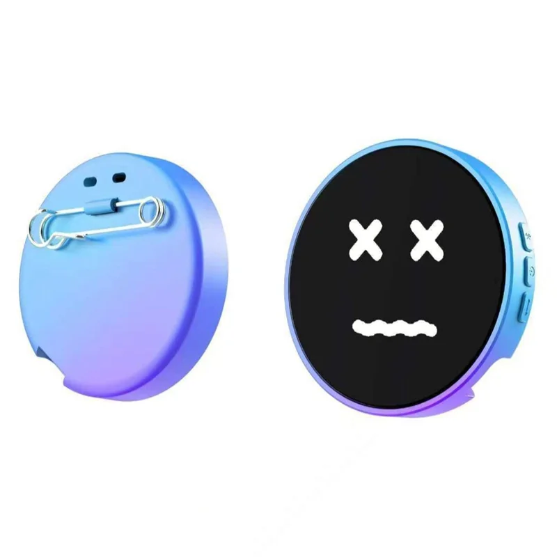1,85 tommer HD-skærm Bluetooth-kompatibel elektronisk badge Anime dynamisk display brooch gave til studerende fans - Blå / Lilla