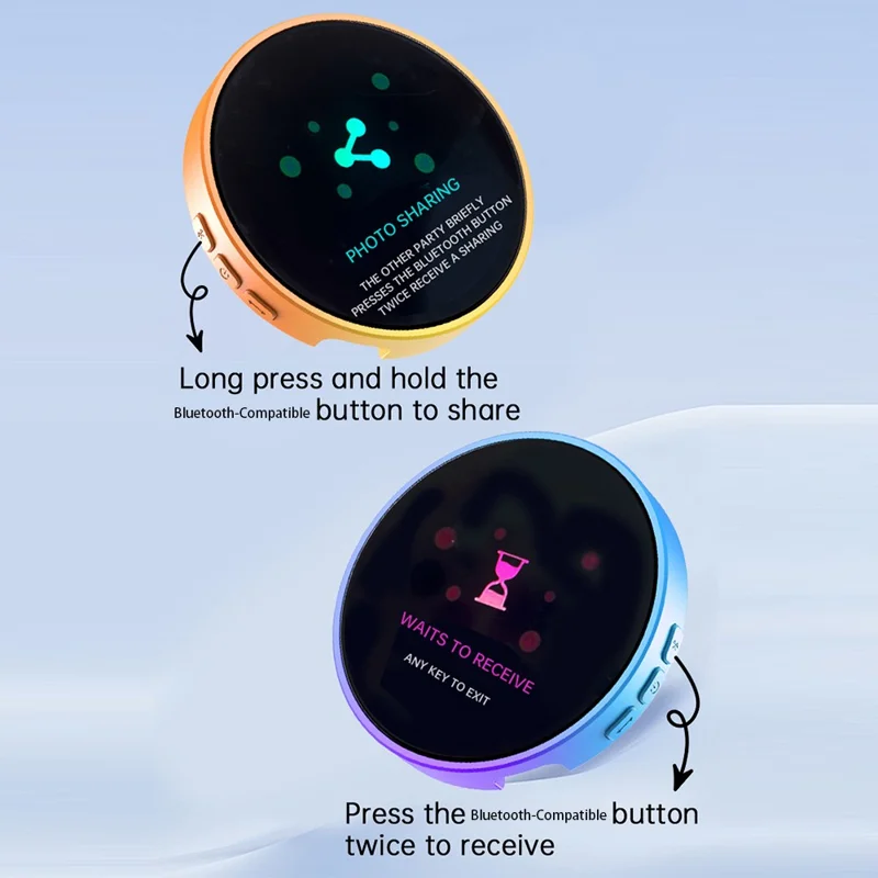 1,85 tommer HD-skærm Bluetooth-kompatibel elektronisk badge Anime dynamisk display brooch gave til studerende fans - Blå / Lilla