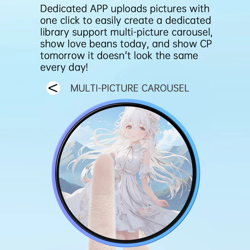 1,85 tommer HD-skærm Bluetooth-kompatibel elektronisk badge Anime dynamisk display brooch gave til studerende fans - Blå / Lilla