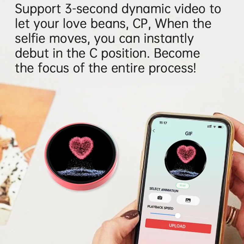 1,85 tommer HD-skærm Bluetooth-kompatibel elektronisk badge Anime dynamisk display brooch gave til studerende fans - Blå / Lilla