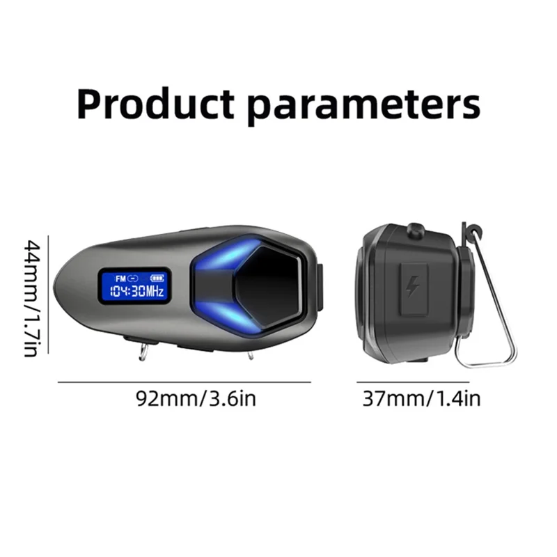 K13-2X Motorcycle Bluetooth-compatible Helmet Intercom Headset IP65 Waterproof 40H Battery Wireless Headphones for Riding - Black