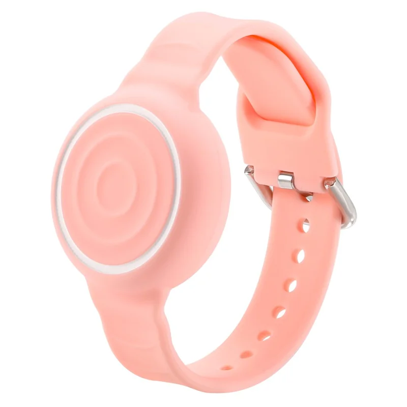 Pour Apple AirTag (2e génération) / Bracelet AirTag en silicone étanche avec attache sécurisée, support de tracker - Rose