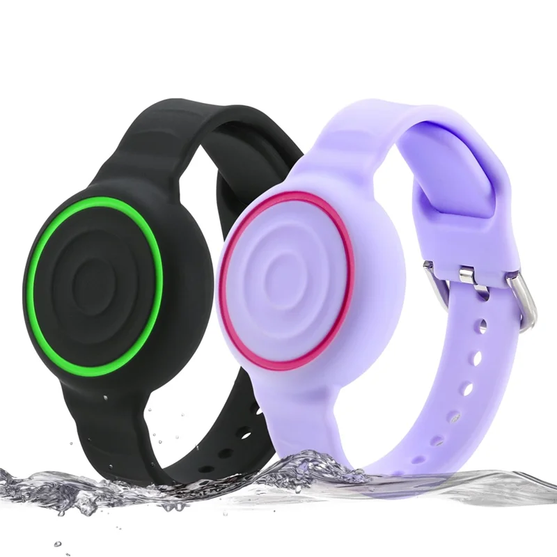 Pour Apple AirTag (2e génération) / Bracelet AirTag en silicone étanche avec attache sécurisée, support de tracker - Rose