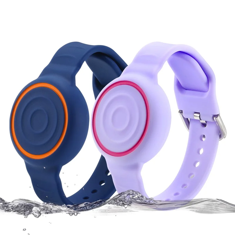 Pour Apple AirTag (2e génération) / Bracelet AirTag en silicone étanche avec attache sécurisée, support de tracker - Rose