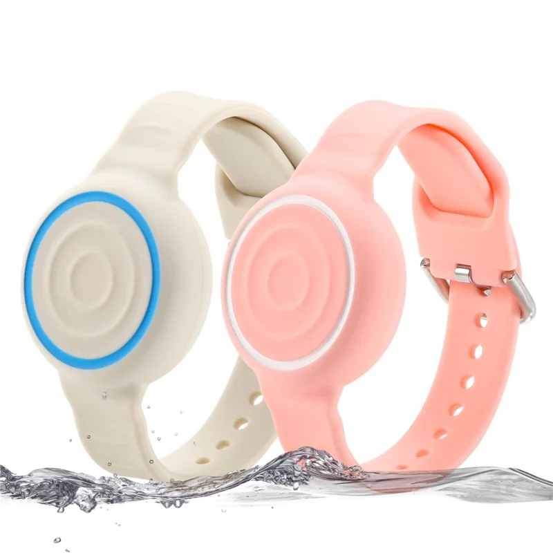 Pour Apple AirTag (2e génération) / Bracelet AirTag en silicone étanche avec attache sécurisée, support de tracker - Rose