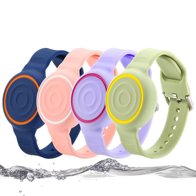 Pour Apple AirTag (2e génération) / Bracelet AirTag en silicone étanche avec attache sécurisée, support de tracker - Rose