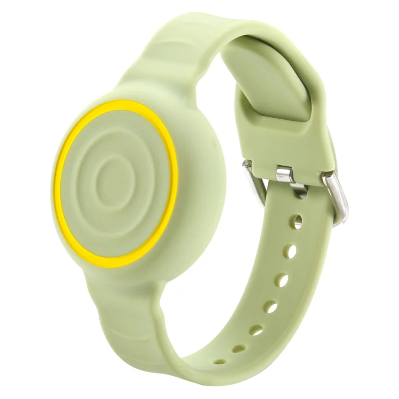 For Apple AirTag (2nd Generation) / AirTag Silicone Wristband Waterproof Protective Strap with Secure Closure Tracker Holder - Green