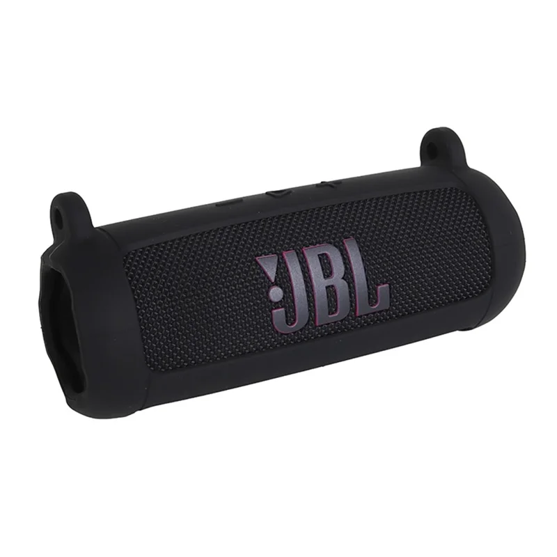 Soft Silicone Case for JBL Flip 7 Bluetooth-compatible Speaker Protective Cover with Shoulder Strap Carabiner - Black