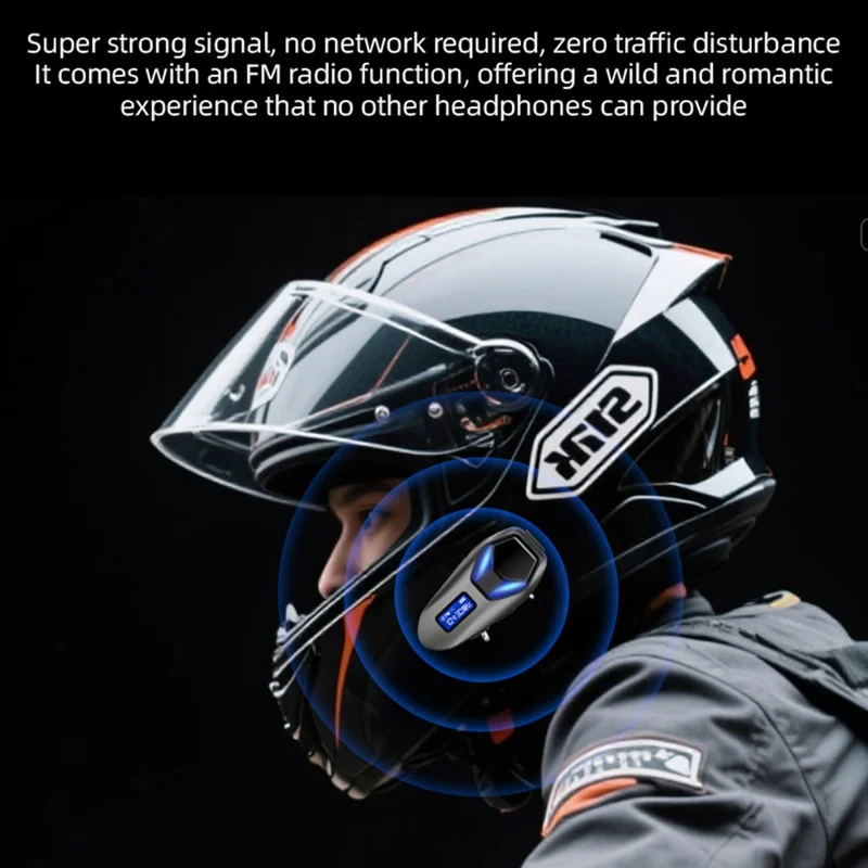 K13-2X Motorcycle Bluetooth-compatible Helmet Headphones IP65 Waterproof Wireless Headset for Riding Sports - Black
