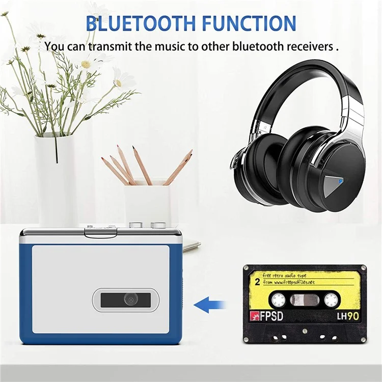 EZCAP 215 Walkman Reproductor de Casetes Bluetooth Convertidor Retro Música de Casete a Auriculares Inalámbricos o Altavoces