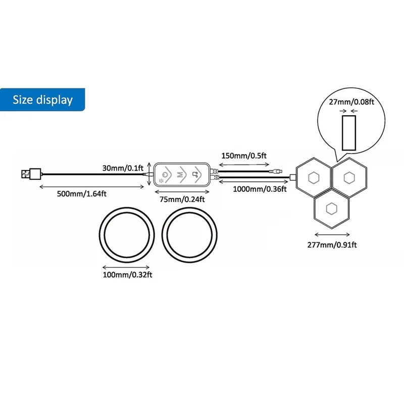 G01 3Pcs Tuya WiFi Version Bluetooth-compatible Smart Hexagon Light Panels RGB LED Wall Lights App Control Music Sync Wall Lamp Panel Kit for Bedroom Gaming Room