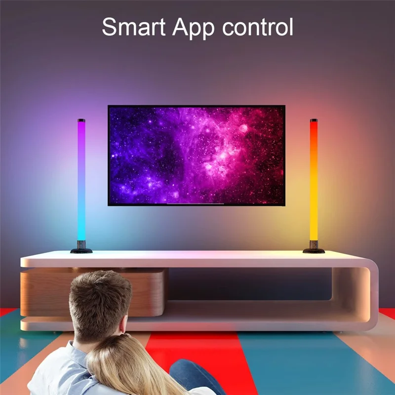 SAL061 قطعتين مصباح إضاءة محيطية للألعاب بزاوية 360 درجة مع إضاءة RGB متزامنة مع الموسيقى، تحكم ذكي عبر تطبيق APP، إضاءة محيطية عبر USB