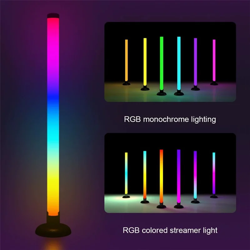 SAL061 قطعتين مصباح إضاءة محيطية للألعاب بزاوية 360 درجة مع إضاءة RGB متزامنة مع الموسيقى، تحكم ذكي عبر تطبيق APP، إضاءة محيطية عبر USB