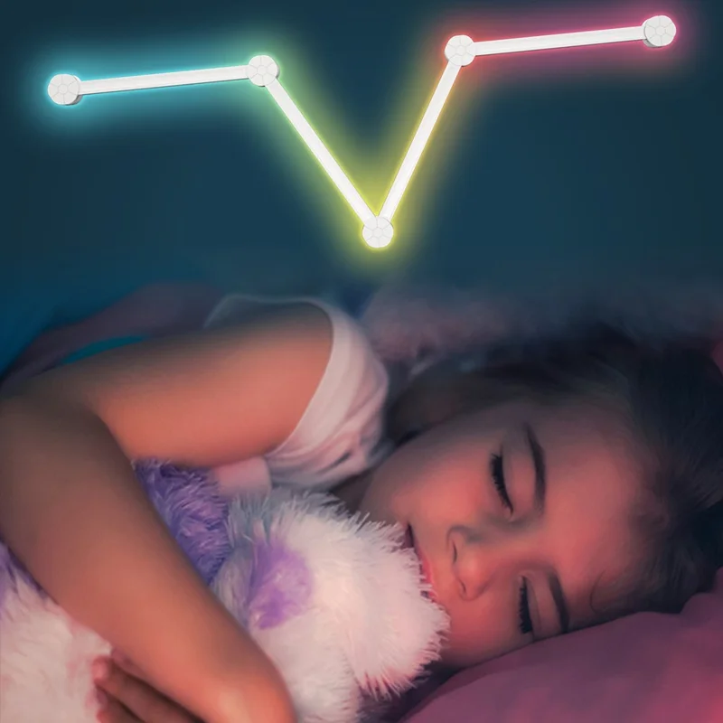 DIY024 9 قطع إضاءة حائط ذكية تعمل بالواي فاي Tuya، إضاءة جوية قابلة للتخصيص بنظام RGBIC مع وحدات موفرة للطاقة، تحكم عبر التطبيق مع تزامن الموسيقى - أبيض