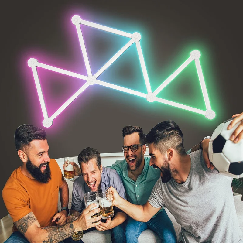 DIY024 12 قطعة مصابيح ذكية تعمل بتقنية واي فاي Tuya وأضواء حائط ملونة قابلة للتخصيص مع وحدة تحكم عبر تطبيق APP وتقنية مزامنة الموسيقى - أبيض