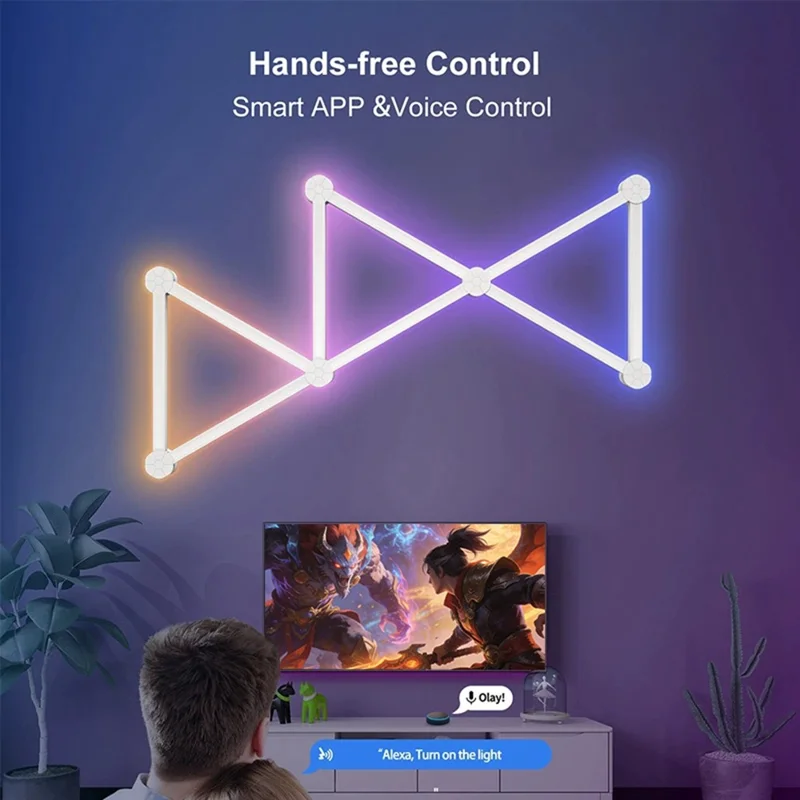 DIY024 12 قطعة مصابيح ذكية تعمل بتقنية واي فاي Tuya وأضواء حائط ملونة قابلة للتخصيص مع وحدة تحكم عبر تطبيق APP وتقنية مزامنة الموسيقى - أبيض