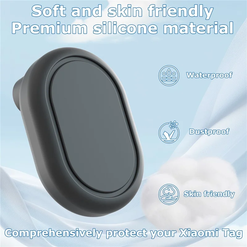 Silikonowa obudowa na Xiaomi Tag Tracker, wodoodporna, odporna na wstrząsy, z przypinką w stylu broszki, urządzenie antyzagubienie, ochronna osłonka - Czarny