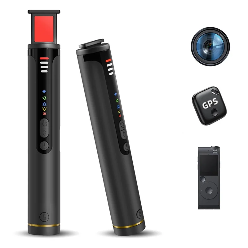 T016 Hidden Camera Bug Detector GPS Signal Anti-Spy Device Magnetic Field Detection for Hotel Car Public Restroom - Black