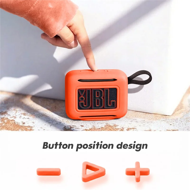 Étui en silicone pour JBL Go 5, housse de protection pour enceinte compatible Bluetooth avec crochet mousqueton - Orange