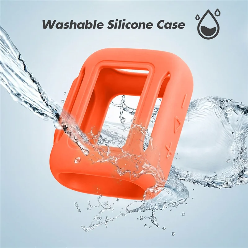 Étui en silicone pour JBL Go 5, housse de protection pour enceinte compatible Bluetooth avec crochet mousqueton - Orange
