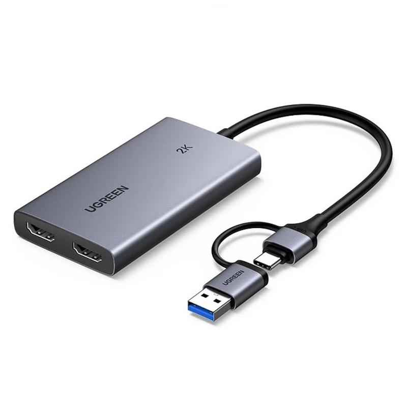 UGREEN CM726-25773 USB A / USB C 2 in 1 2K / 30Hz Video Capture Card with 4K HD Loop Out for Live Streaming Gaming