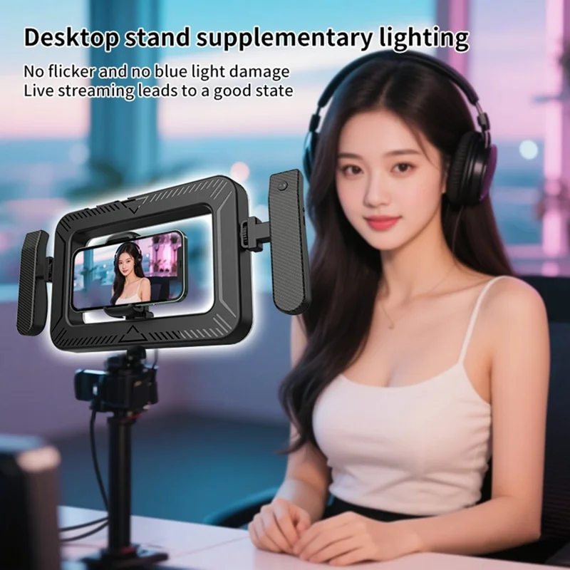 K03 Luz Anel Portátil com 3 Temperaturas de Cor, Controlo Remoto por Bluetooth, Suporte para Telemóvel, Luz LED de Preenchimento para Transmissões em Direto