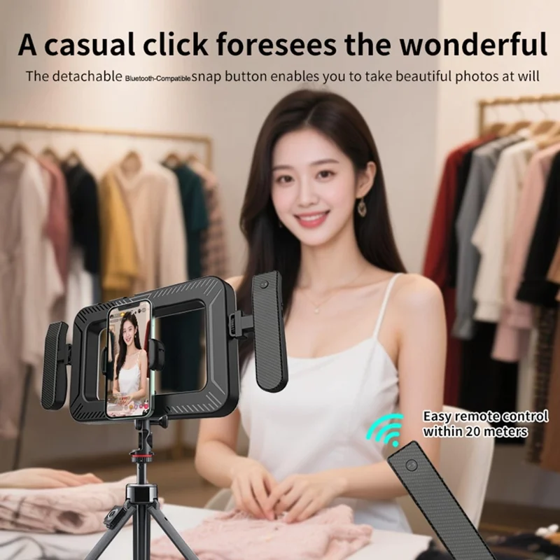 K03 Luz Anel Portátil com 3 Temperaturas de Cor, Controlo Remoto por Bluetooth, Suporte para Telemóvel, Luz LED de Preenchimento para Transmissões em Direto