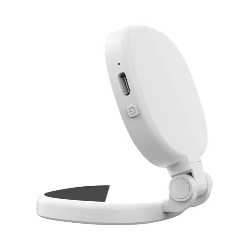 K04 Magnetic Selfie Ring Light with Mirror Foldable LED Fill Light Adjustable Brightness Phone Stand for Live Streaming - White