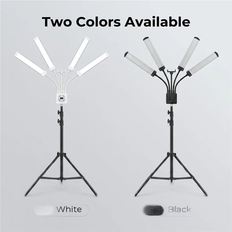 HD-150XJ 4-Arm Fill Light 3200K-5600K Adjustable Remote Control 65W LED Photography Light for Beauty Live Streaming - Black