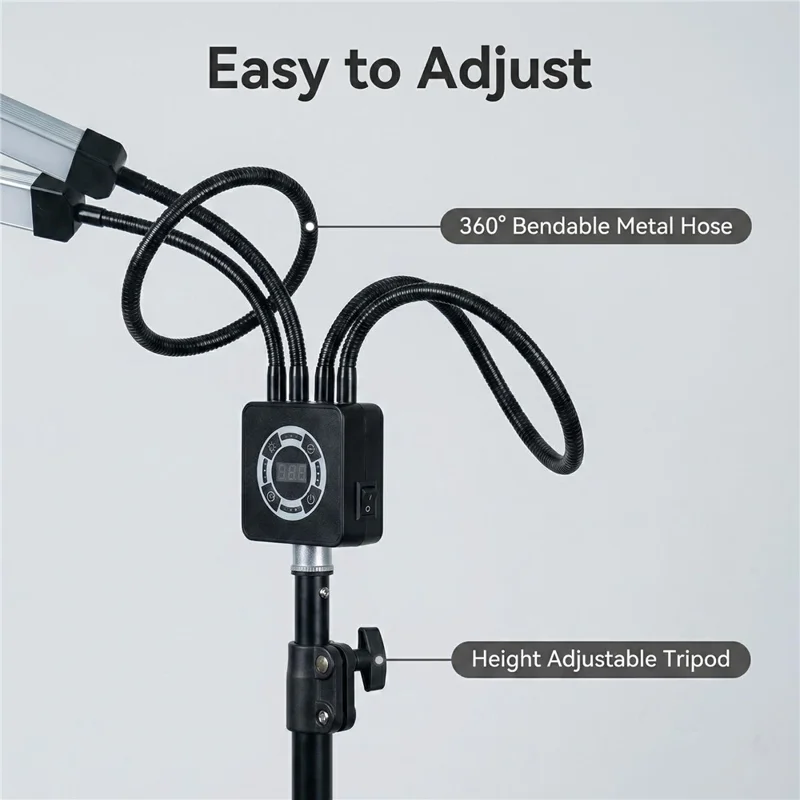 HD-150XJ 4-Arm Fill Light 3200K-5600K Adjustable Remote Control 65W LED Photography Light for Beauty Live Streaming - Black