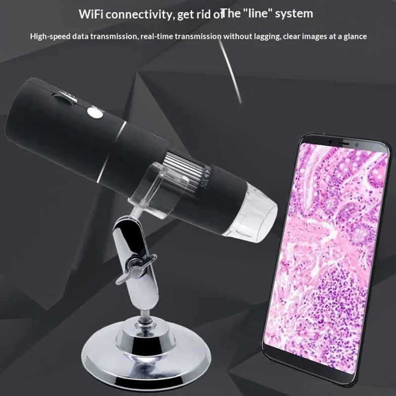 303 Microscopio Digital WiFi 1000X de Aumento 2MP HD 1080P Sensor CMOS 8 Luces LED Magnificador Inalámbrico - Negro