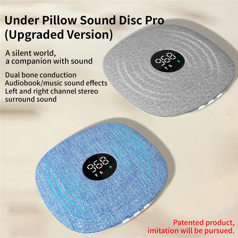 QY15 Haut-parleur pour sommeil, disque sonore sous oreiller, haut-parleur à conduction osseuse Bluetooth - Bleu