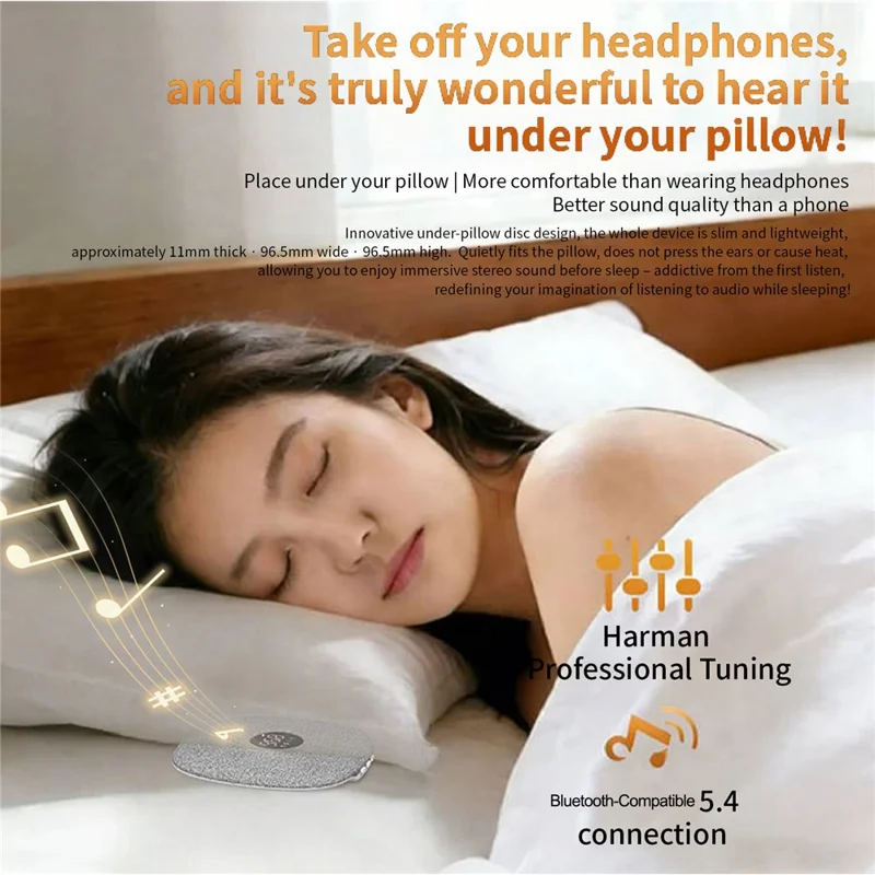 QY15 Haut-parleur pour sommeil, disque sonore sous oreiller, haut-parleur à conduction osseuse Bluetooth - Bleu