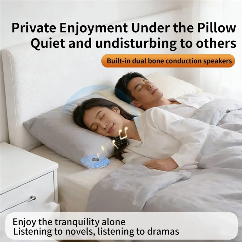 QY15 Haut-parleur pour sommeil, disque sonore sous oreiller, haut-parleur à conduction osseuse Bluetooth - Bleu