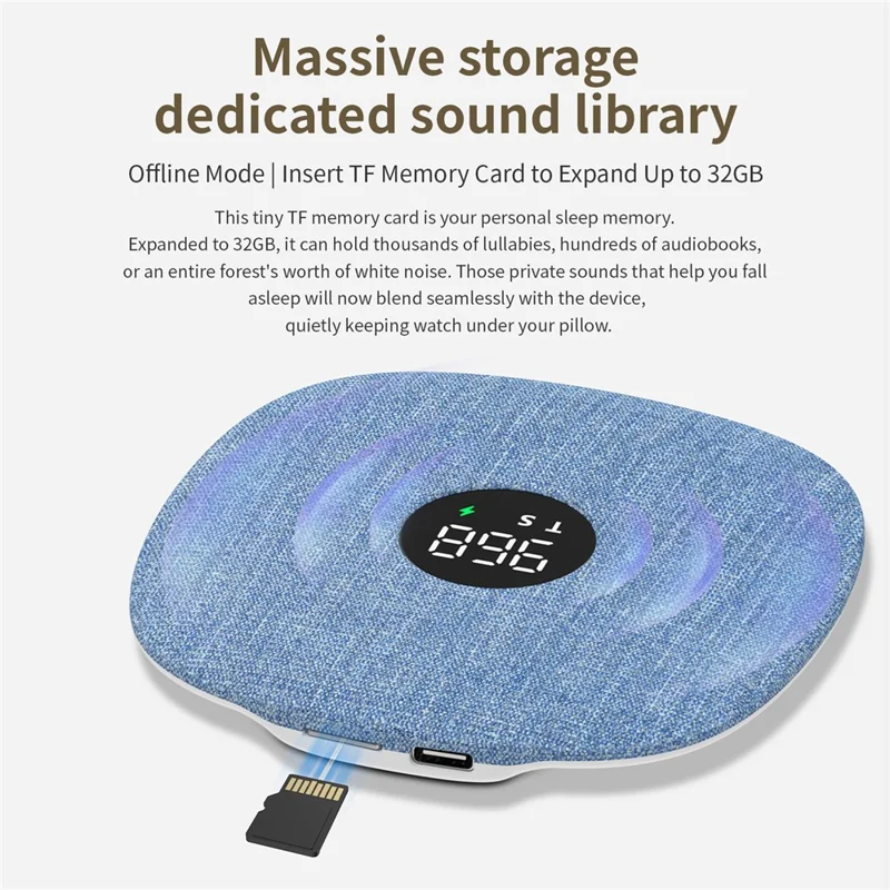QY15 Haut-parleur pour sommeil, disque sonore sous oreiller, haut-parleur à conduction osseuse Bluetooth - Bleu