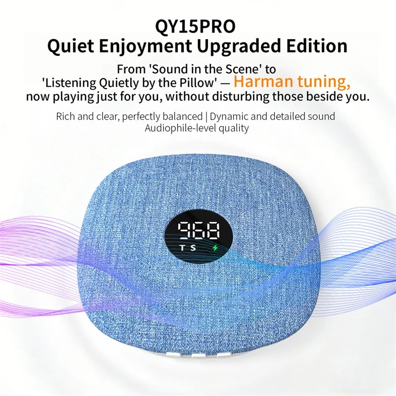 QY15 Haut-parleur pour sommeil, disque sonore sous oreiller, haut-parleur à conduction osseuse Bluetooth - Bleu