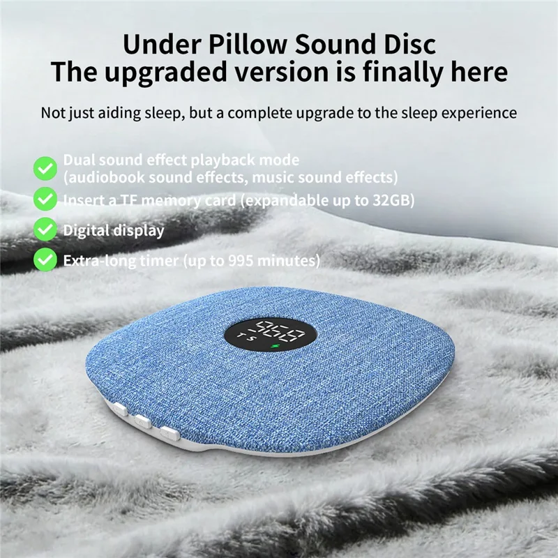 QY15 Haut-parleur pour sommeil, disque sonore sous oreiller, haut-parleur à conduction osseuse Bluetooth - Bleu