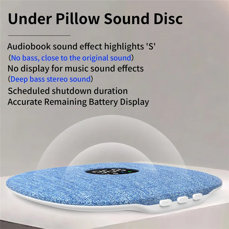 QY15 Haut-parleur pour sommeil, disque sonore sous oreiller, haut-parleur à conduction osseuse Bluetooth - Bleu