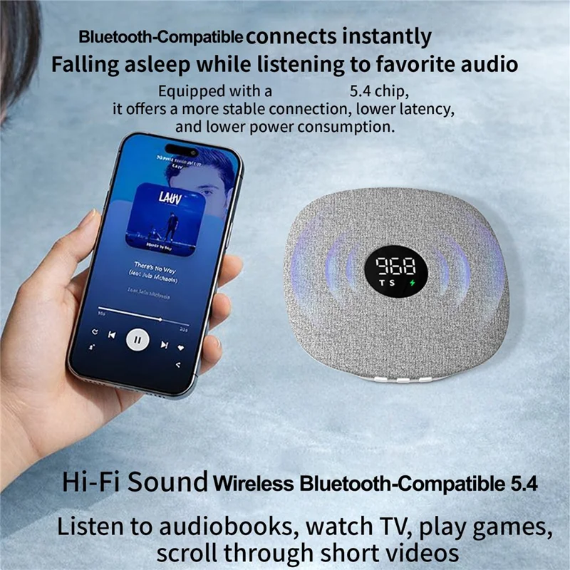 QY15 Haut-parleur pour sommeil, disque sonore sous oreiller, haut-parleur à conduction osseuse Bluetooth - Bleu