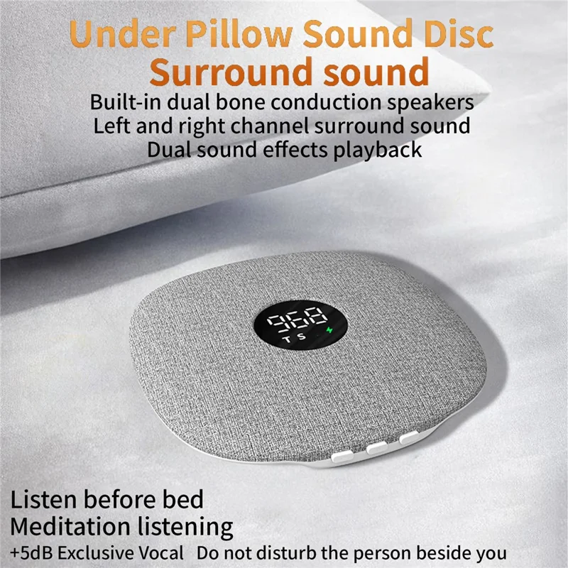 QY15 Haut-parleur pour sommeil, disque sonore sous oreiller, haut-parleur à conduction osseuse Bluetooth - Bleu