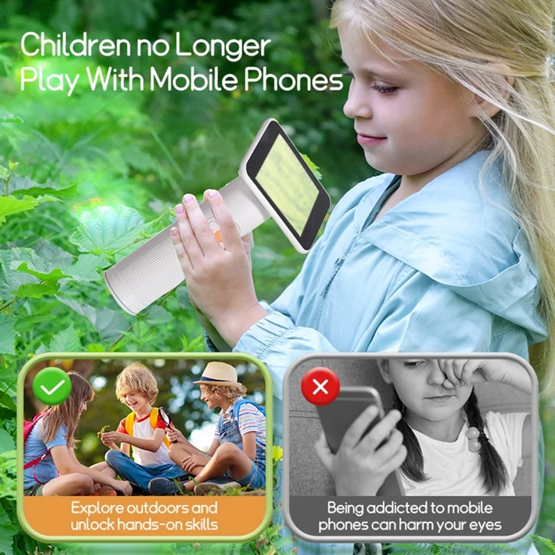 S388 Kids Digital Microscope 2MP 2.8 inch 1600X Magnification Microscope for Science Education (without Memory Card) - White