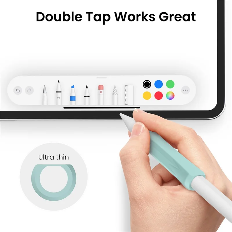 AHASTYLE DD07+WG24 3Pcs Silicone Grip Cover for Apple Pencil Pro / Apple Pencil (USB-C) / 1st Generation / 2nd Generation with 2 Replacement Tips - Pink+Purple+Green