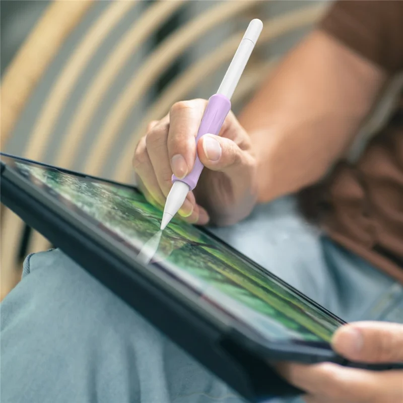 AHASTYLE DD07+WG24 3Pcs Silicone Grip Cover for Apple Pencil Pro / Apple Pencil (USB-C) / 1st Generation / 2nd Generation with 2 Replacement Tips - Pink+Purple+Green