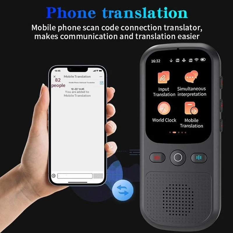 F5 AI Voice Translator Touch Screen 142-Language Online Translator with Offline Translation for Travel Business Learning, 1+8GB - Black