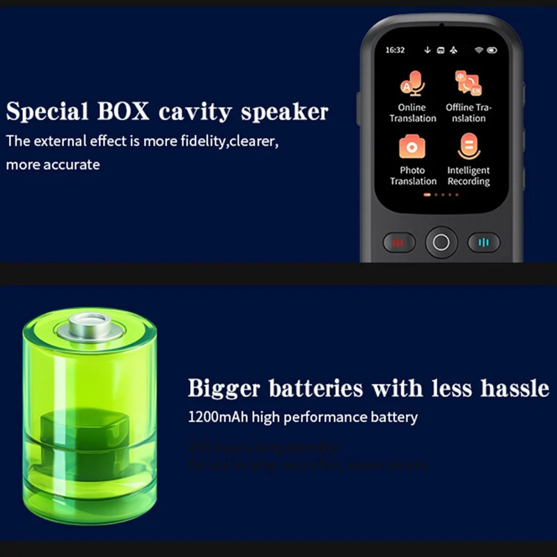 F5 AI Voice Translator Touch Screen 142-Language Online Translator with Offline Translation for Travel Business Learning, 1+8GB - Black