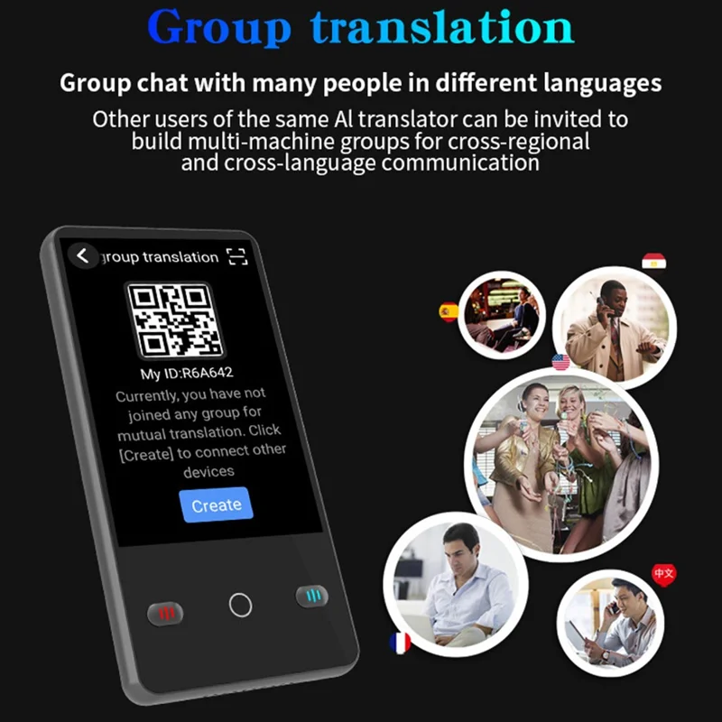 F2 4,0 pollici AI Traduttore Linguistico Portatile 142 Lingue Online Offline Bluetooth Registrazione Dispositivo di Traduzione per Viaggi - Nero