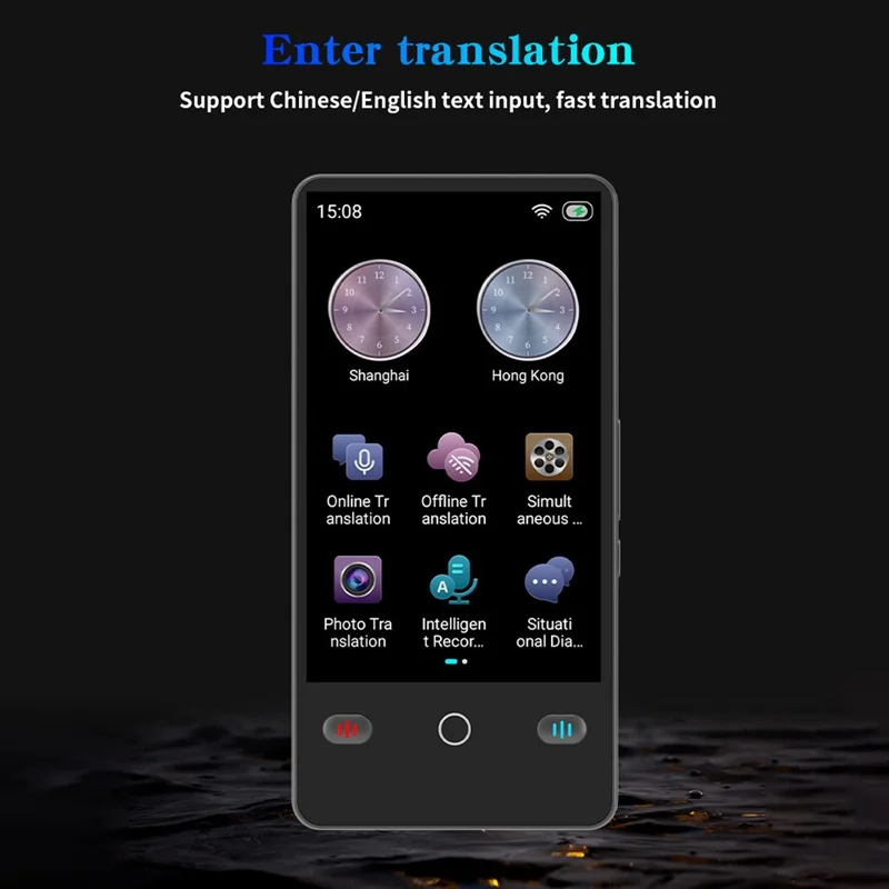 F2 4,0 pollici AI Traduttore Linguistico Portatile 142 Lingue Online Offline Bluetooth Registrazione Dispositivo di Traduzione per Viaggi - Nero