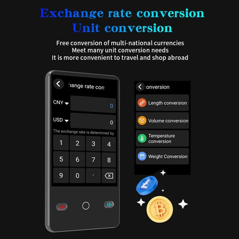 F2 4,0 pollici AI Traduttore Linguistico Portatile 142 Lingue Online Offline Bluetooth Registrazione Dispositivo di Traduzione per Viaggi - Nero