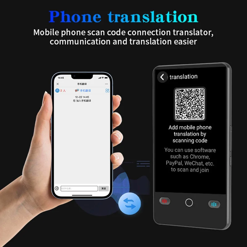 F2 4,0 pollici AI Traduttore Linguistico Portatile 142 Lingue Online Offline Bluetooth Registrazione Dispositivo di Traduzione per Viaggi - Nero